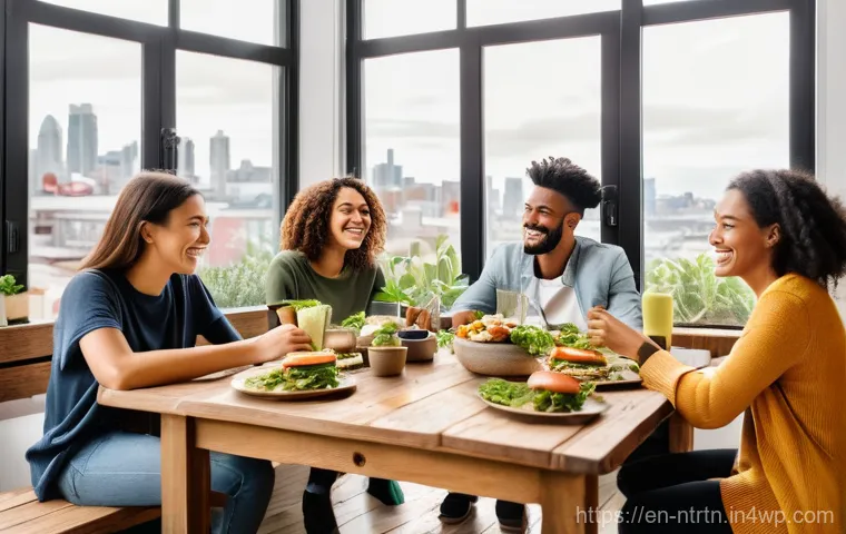 미래 식량 기술에 대한 소비자의 인식 변화 - **Prompt:** A diverse group of young adults, embodying the vibrant energy of Millennials and Gen Z, ...