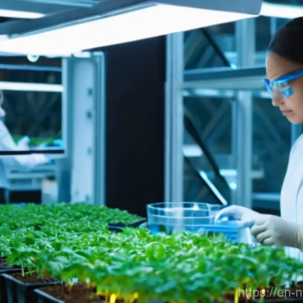 농업 분야 생명공학의 최신 동향 - **Prompt for Gene-Editing Phenomenon:**
"A clean, brightly lit, and futuristic biotechnology lab...